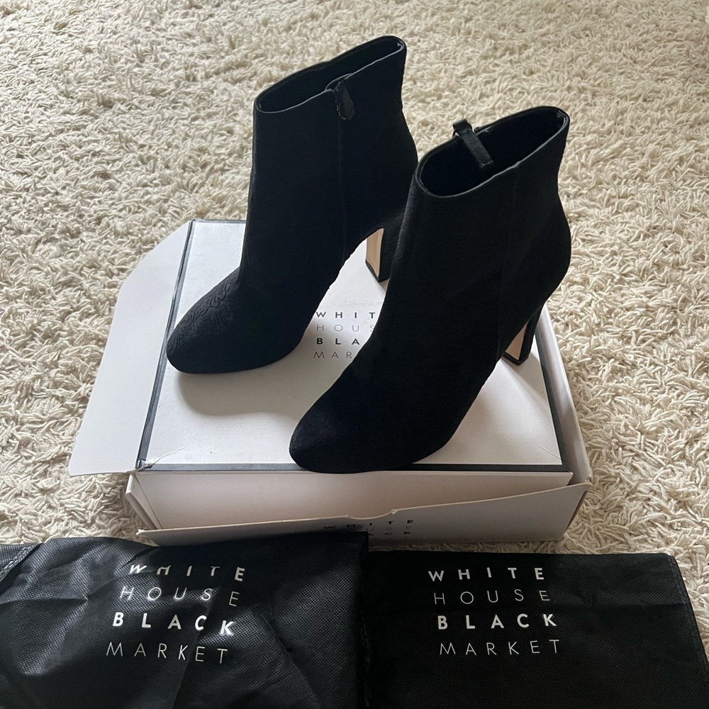 WHBM Velvet Piers black ankle boots 7